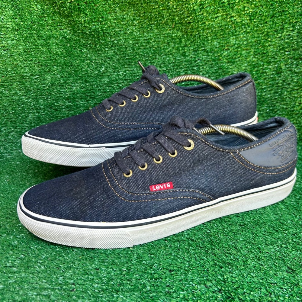 Levis Mens 51751909U Dark Wash Denim Low Top Sneakers Navy Blue Size 12